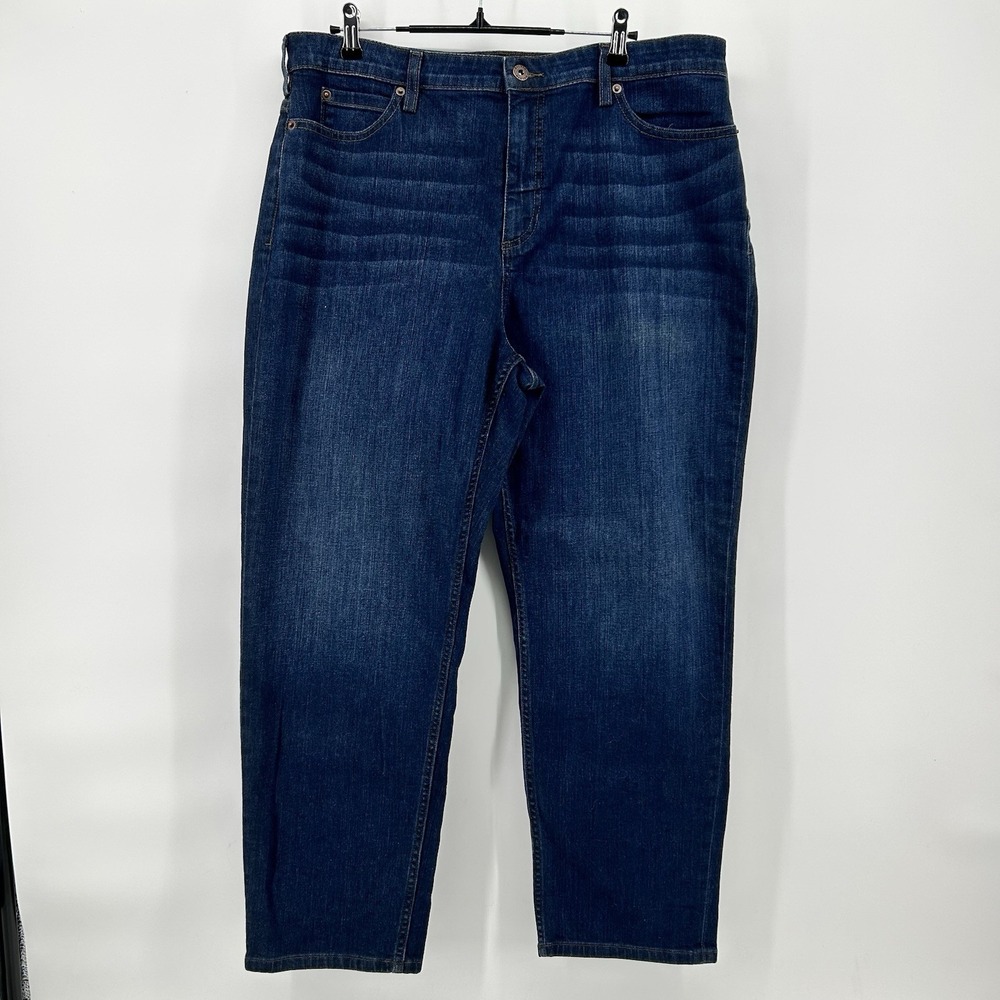 Duluth Trading Jeans Womens 16 High Rise Crop 26 Inseam Dark Wash NWT $65‎